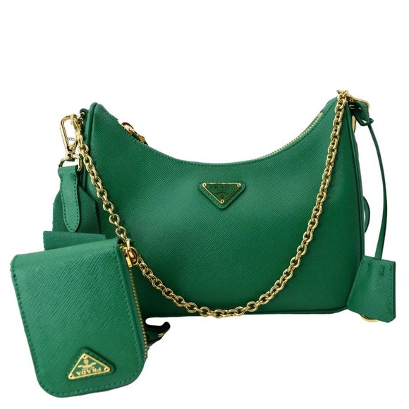PRADA  Re-Edition 2005 Saffiano Leather Shoulder Bag Green - Picture 4 of 14